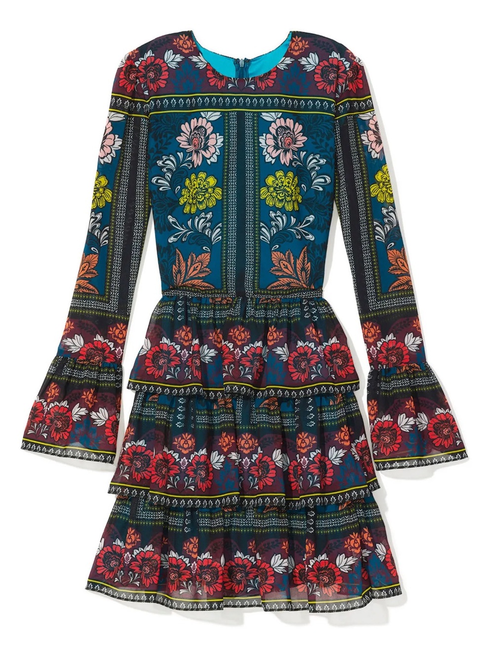 Bebe Floral Boho Long Sleeve Mini Dress Small